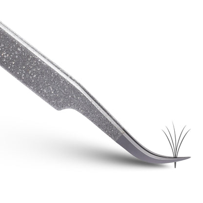 Professional Lash Tweezers, Volume, Diamond Dust Grip & Pink Case for Eyelash Extensions | Ida Jane Lashes