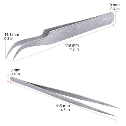 Professional Lash Tweezers, Volume, Diamond Dust Grip & Pink Case for Eyelash Extensions | Ida Jane Lashes